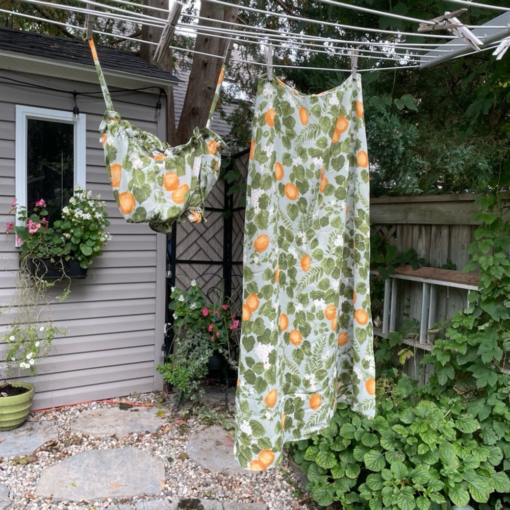 NWOT Reformation Camila Two Piece in Orange Grove, Size 4